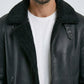 black b3 aviator shearling jacket men platini detail