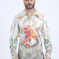 men white baroque rooster jacquard shirt platini front