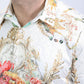 men white baroque rooster jacquard shirt platini detail