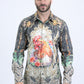 men black baroque rooster jacquard shirt platini front