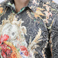 men black baroque rooster jacquard shirt platini detail