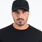 black canvas suede crystal studs cap front platini