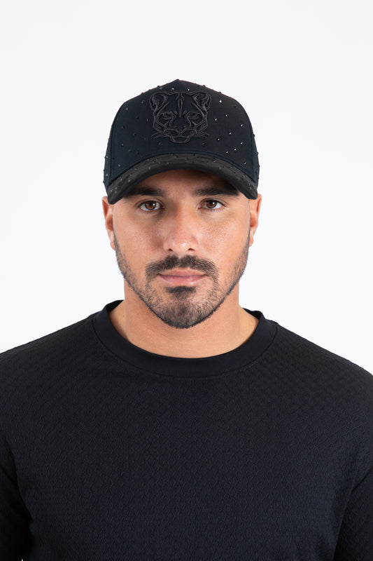 black canvas suede crystal studs cap front platini