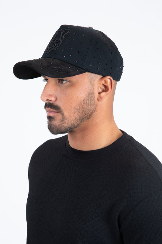 black canvas suede crystal studs cap side platini
