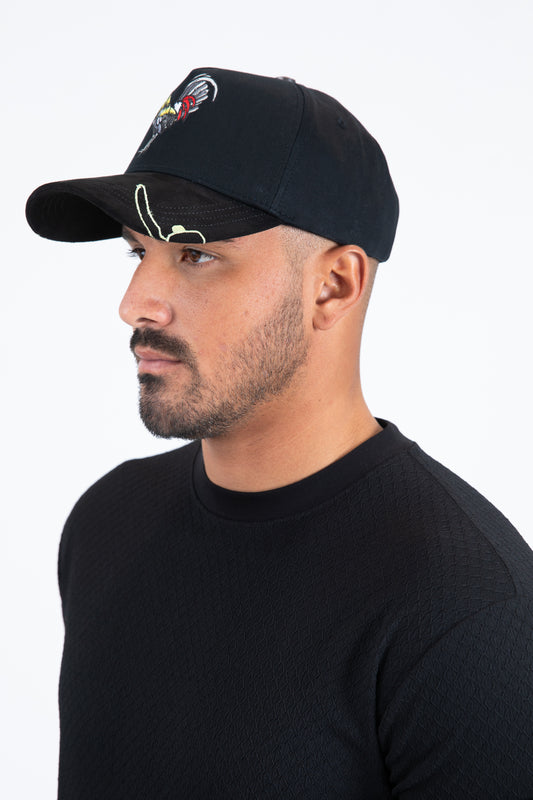 black canvas suede rooster mexico cap side platini