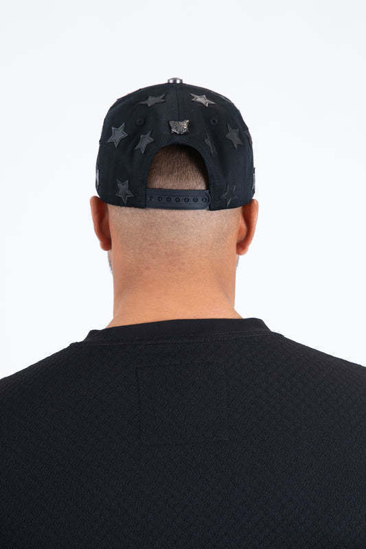 black canvas suede star patch cap back detail platini