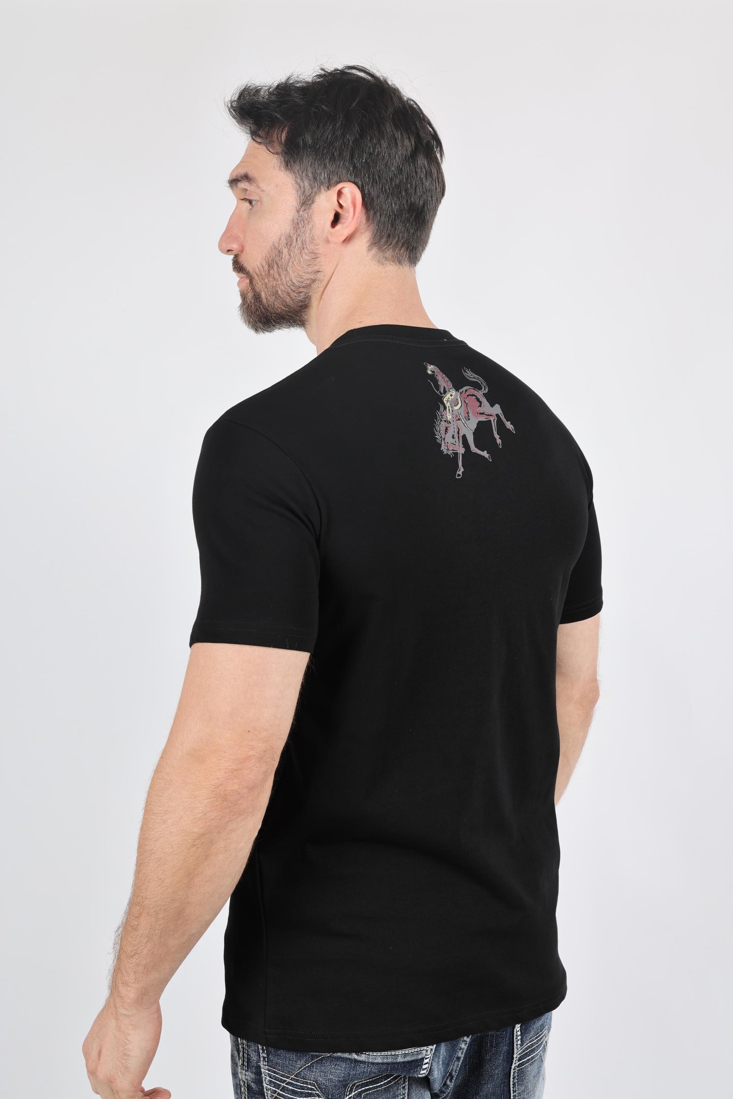 black cowboy rodeo print tee back platini