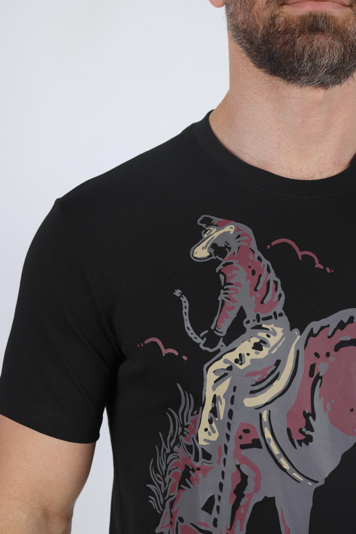 black cowboy rodeo print tee side platini