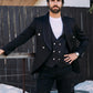 black jacquard blazer vest set men platini front