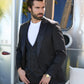 black ii jacquard blazer vest set men platini front