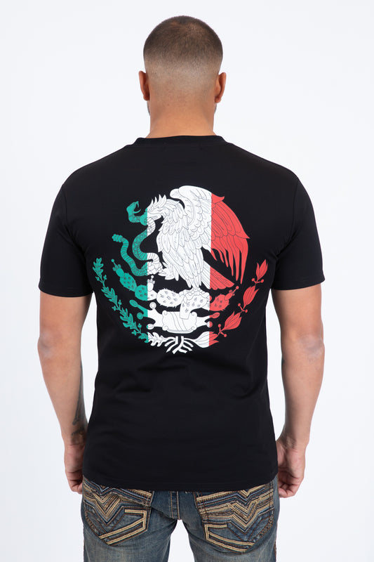 black mexican eagle flag tee men platini side