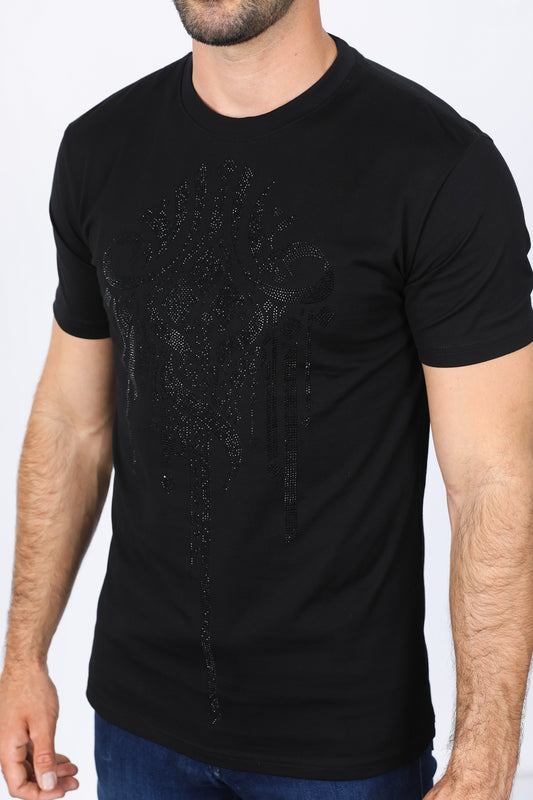 black rhinestone abstract tee detail platini