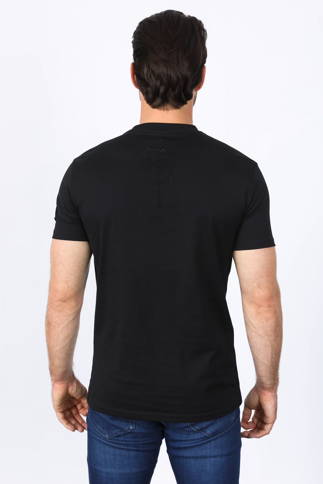 black rhinestone abstract tee back platini