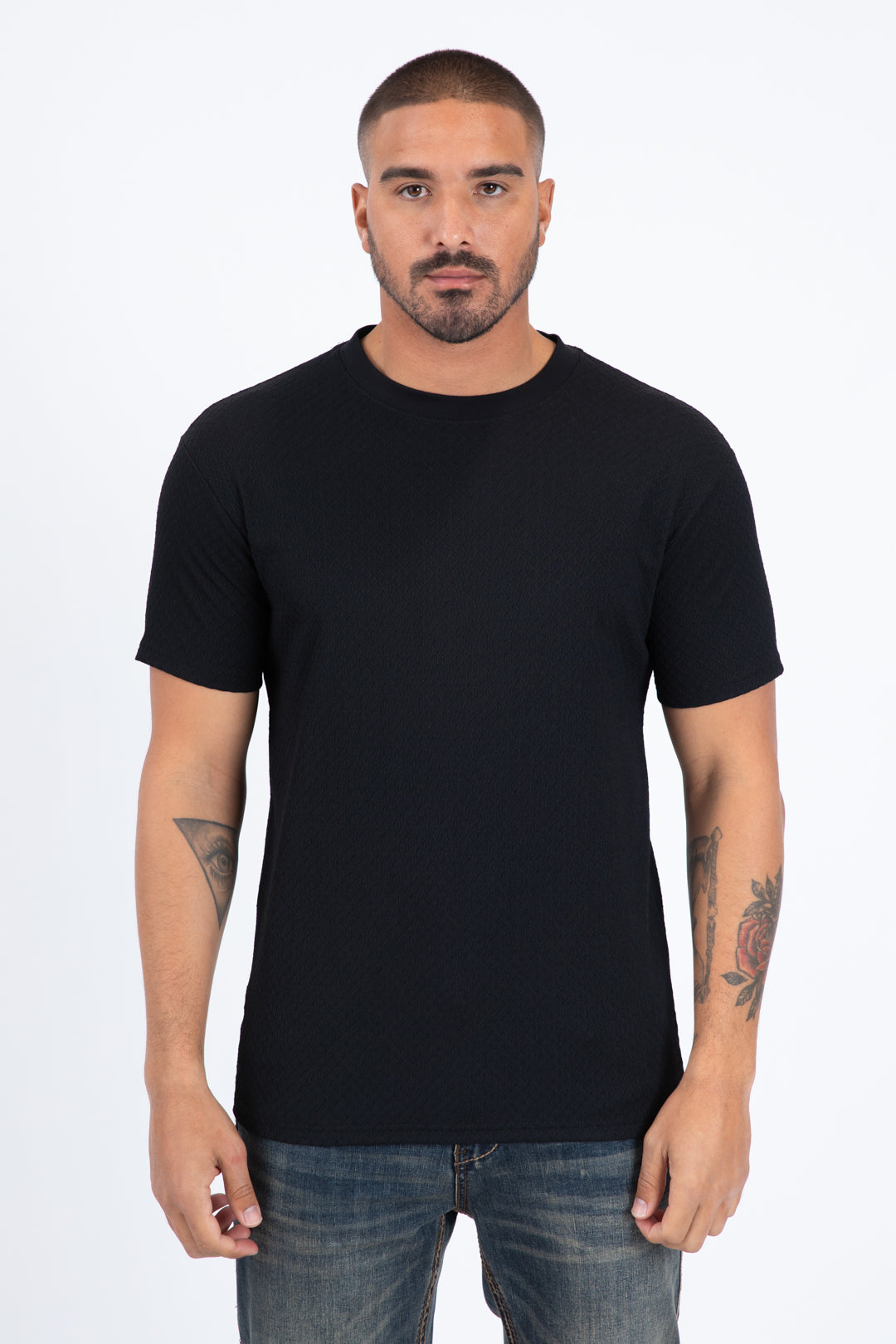 black solid texture tee front platini