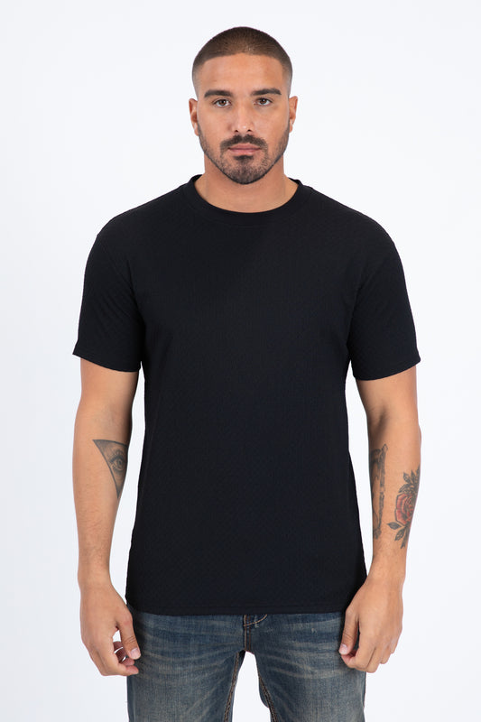 black solid texture tee front platini