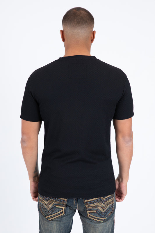 black solid texture tee back platini