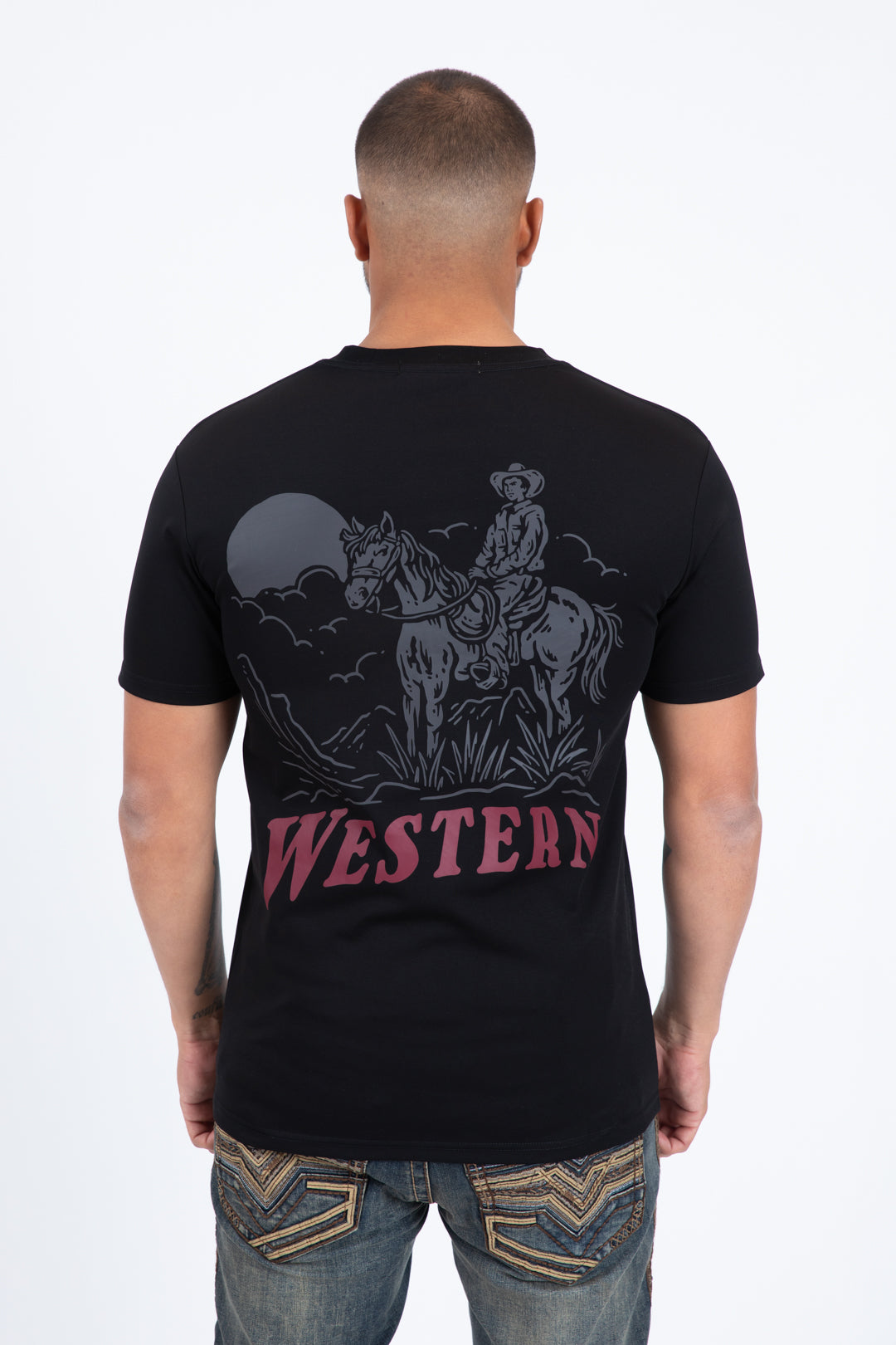 black western cowboy rider tee back platini