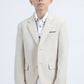 Boys' Double Button Beige Faux-Suede Blazer