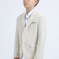 Boys' Double Button Beige Faux-Suede Blazer