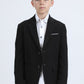 Boys' Double Button Black Faux-Suede Blazer