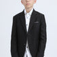 Boys' Double Button Black Faux-Suede Blazer