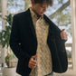 Boys' Double Button Black Faux-Suede Blazer