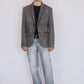 Boys' Double Button Grey Faux-Suede Blazer