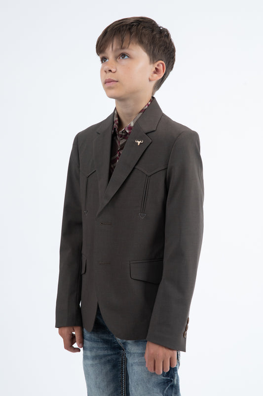 brown boys western blazer back platini