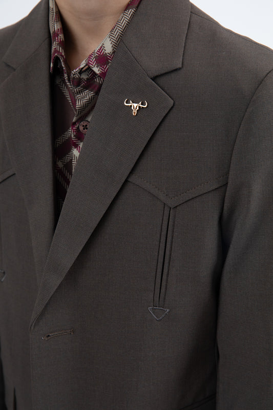 brown boys western blazer detail platini