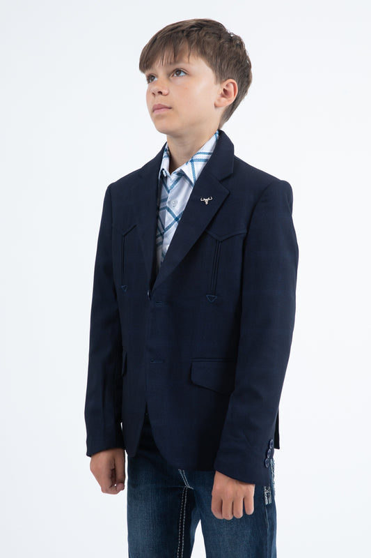 navy boys western sport coat back platini