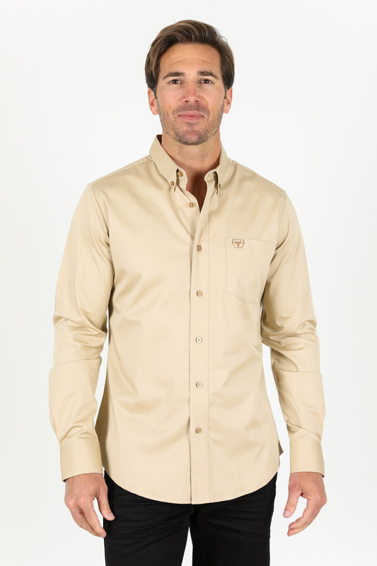 beige cattle dress shirt men platini back