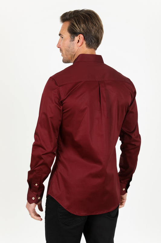 burgundy cattle dress shirt men platini back