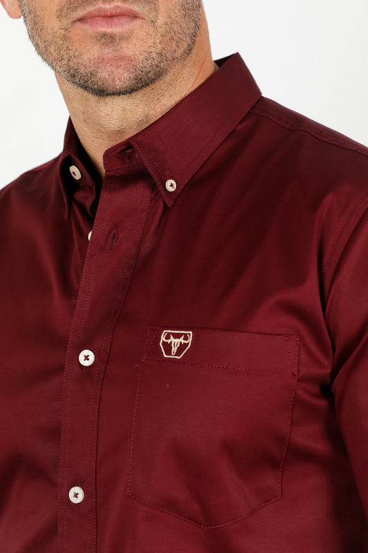 burgundy cattle dress shirt men platini detail-2