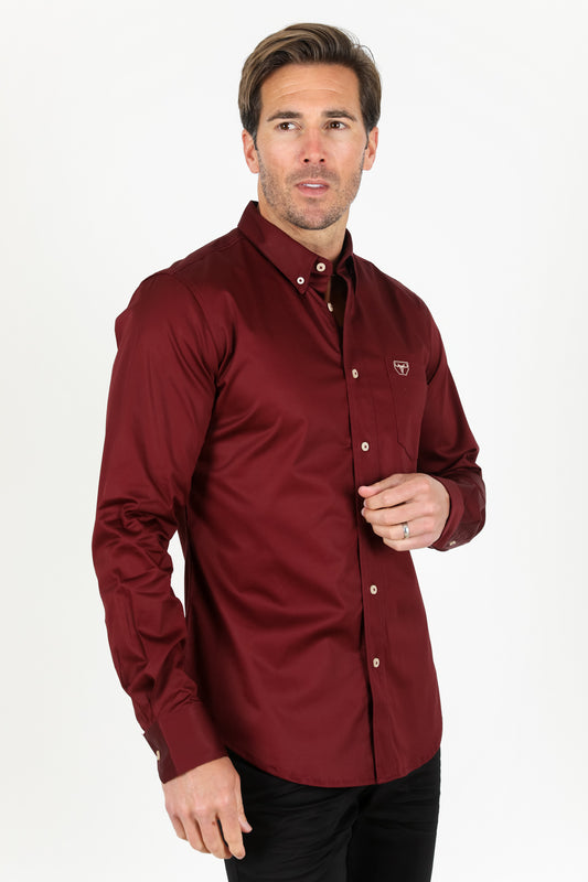 burgundy cattle dress shirt men platini detail