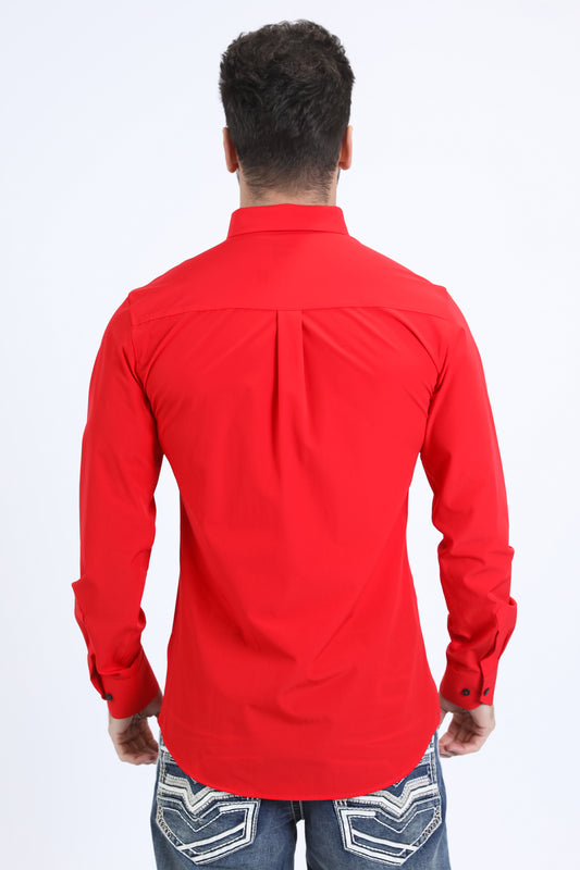 red cattle dress shirt men platini back
