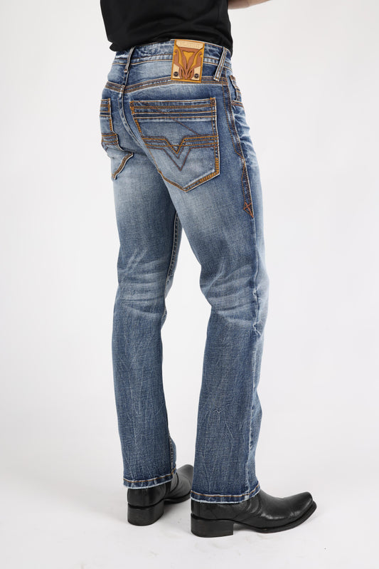 tint blue colt boot cut jean men platini back