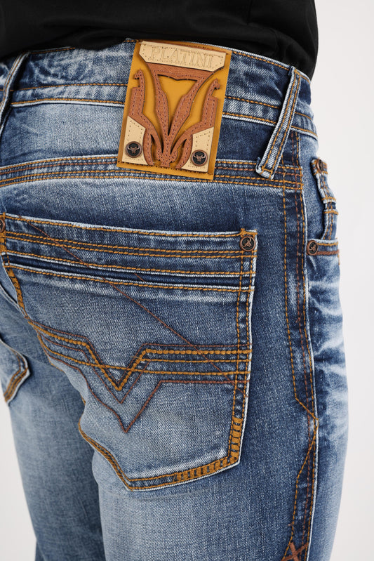 tint blue colt boot cut jean men platini detail