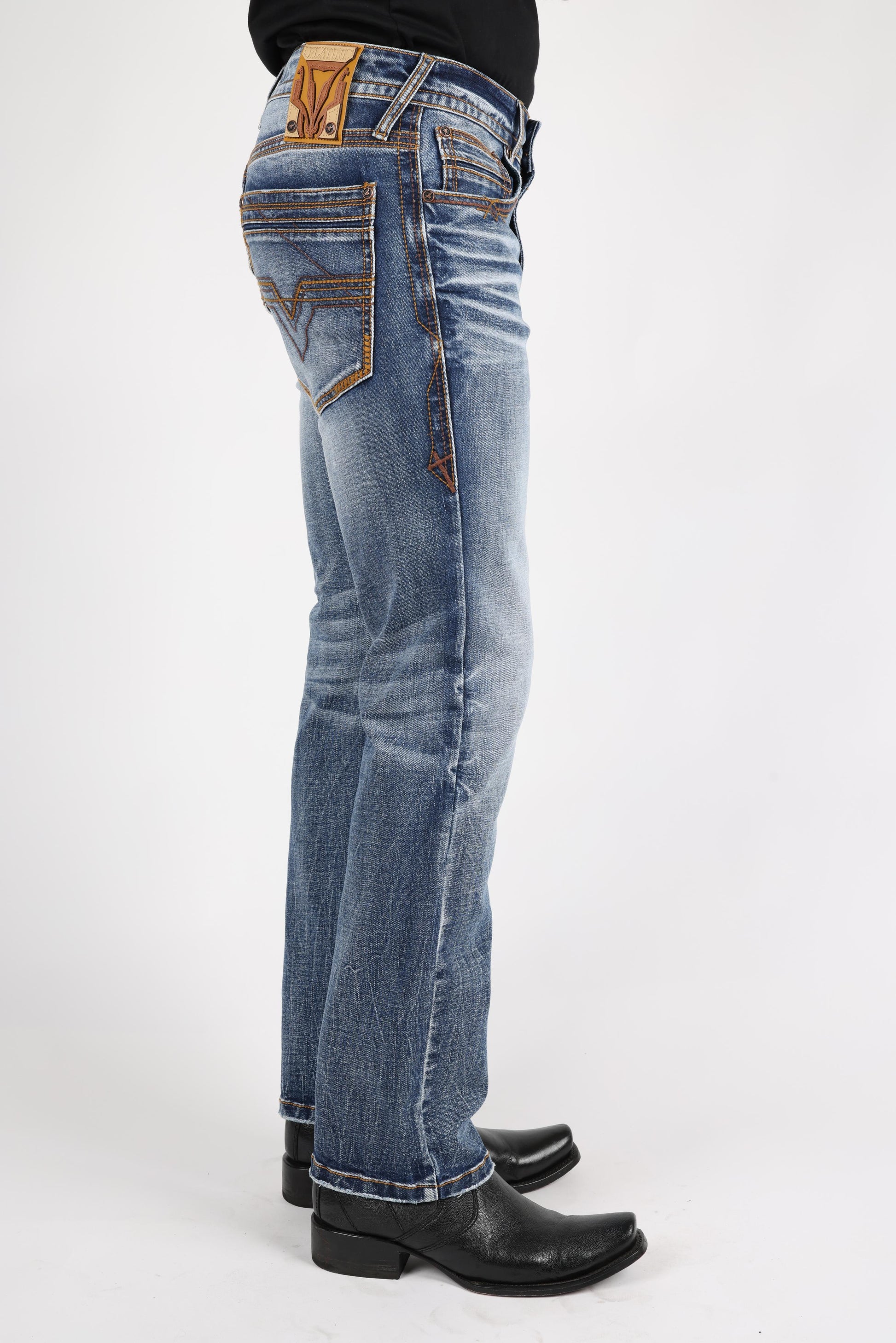 black boot cut jean men platini detail-7