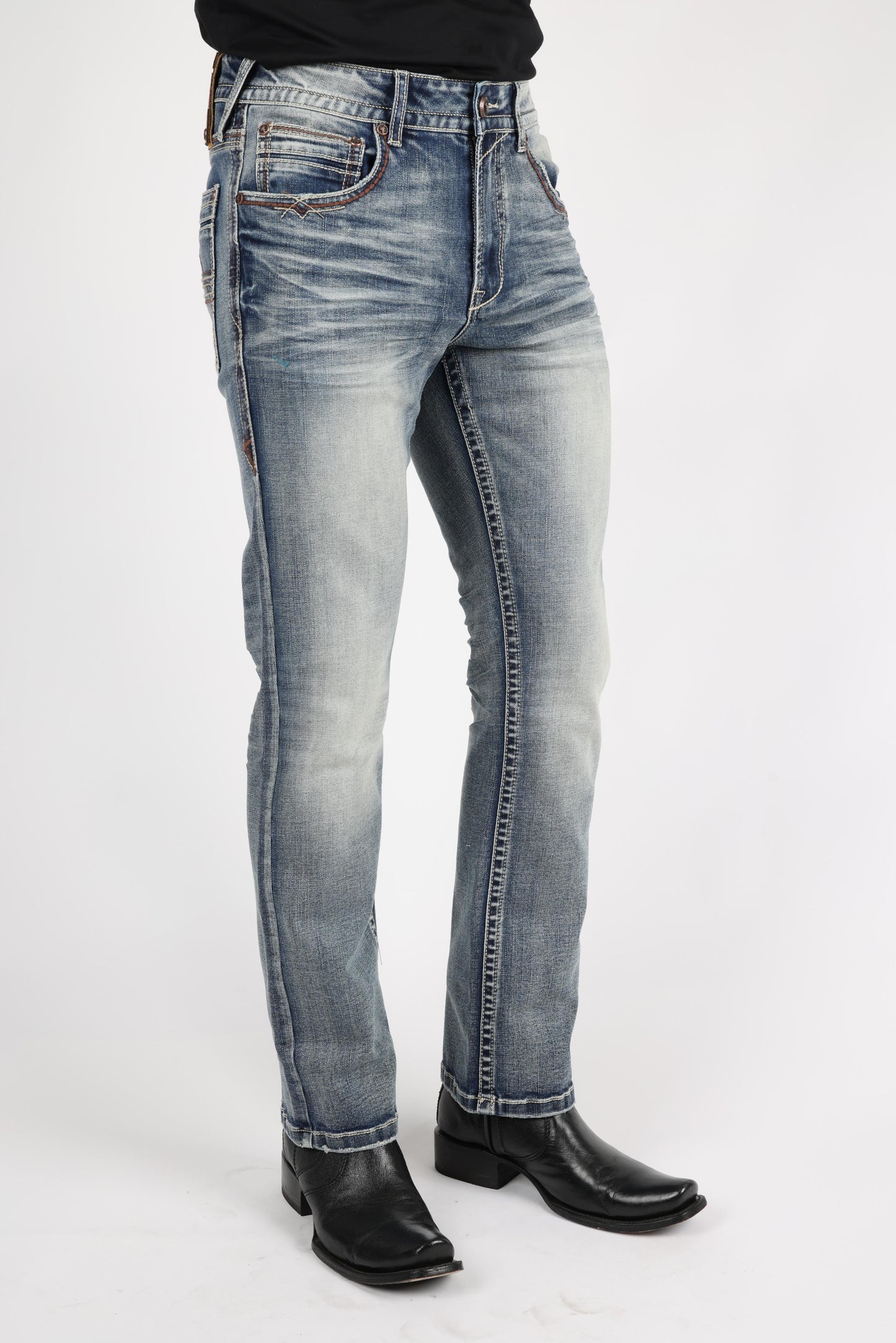 black boot cut jean men platini detail-10