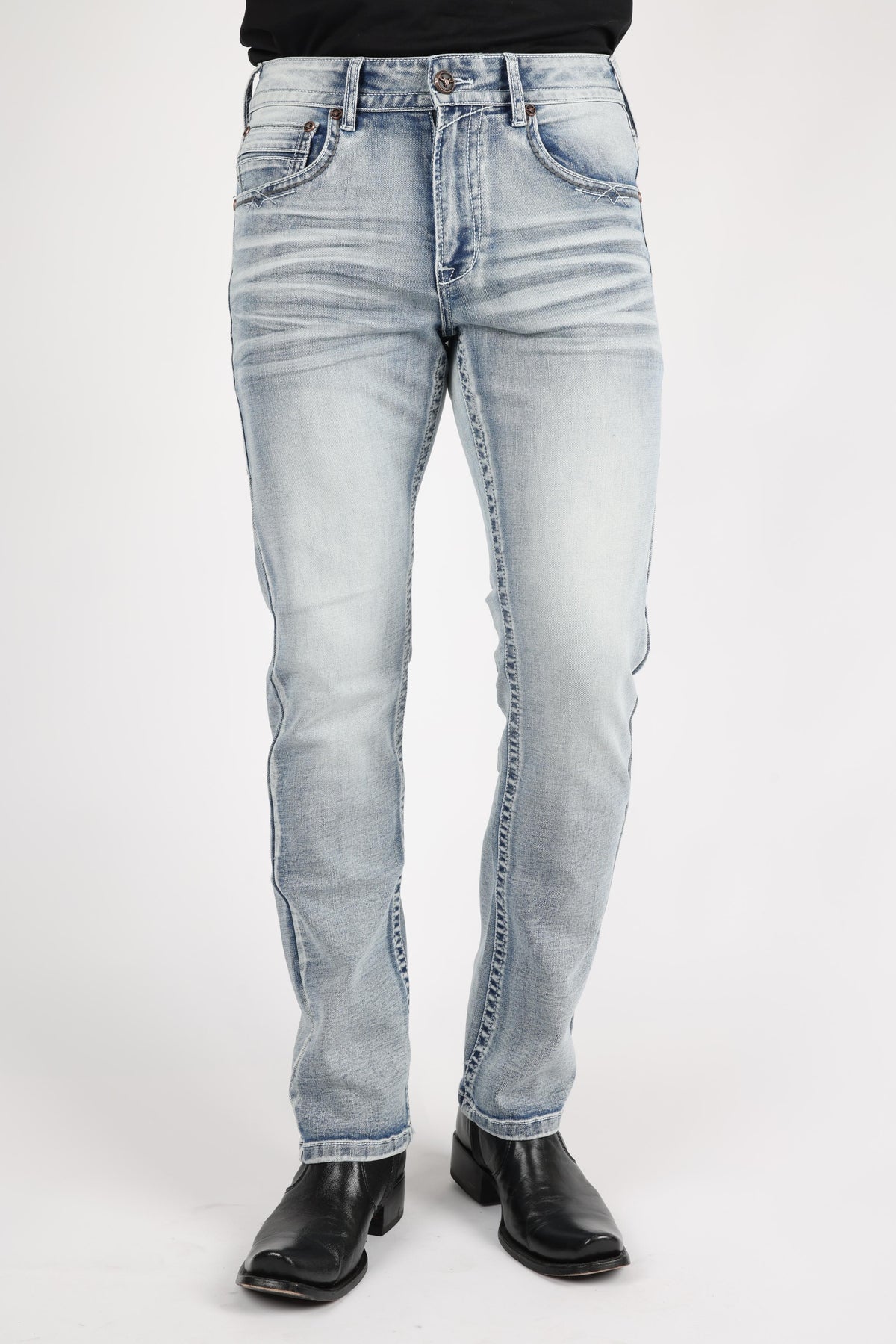 blue colt boot cut jean men platini front