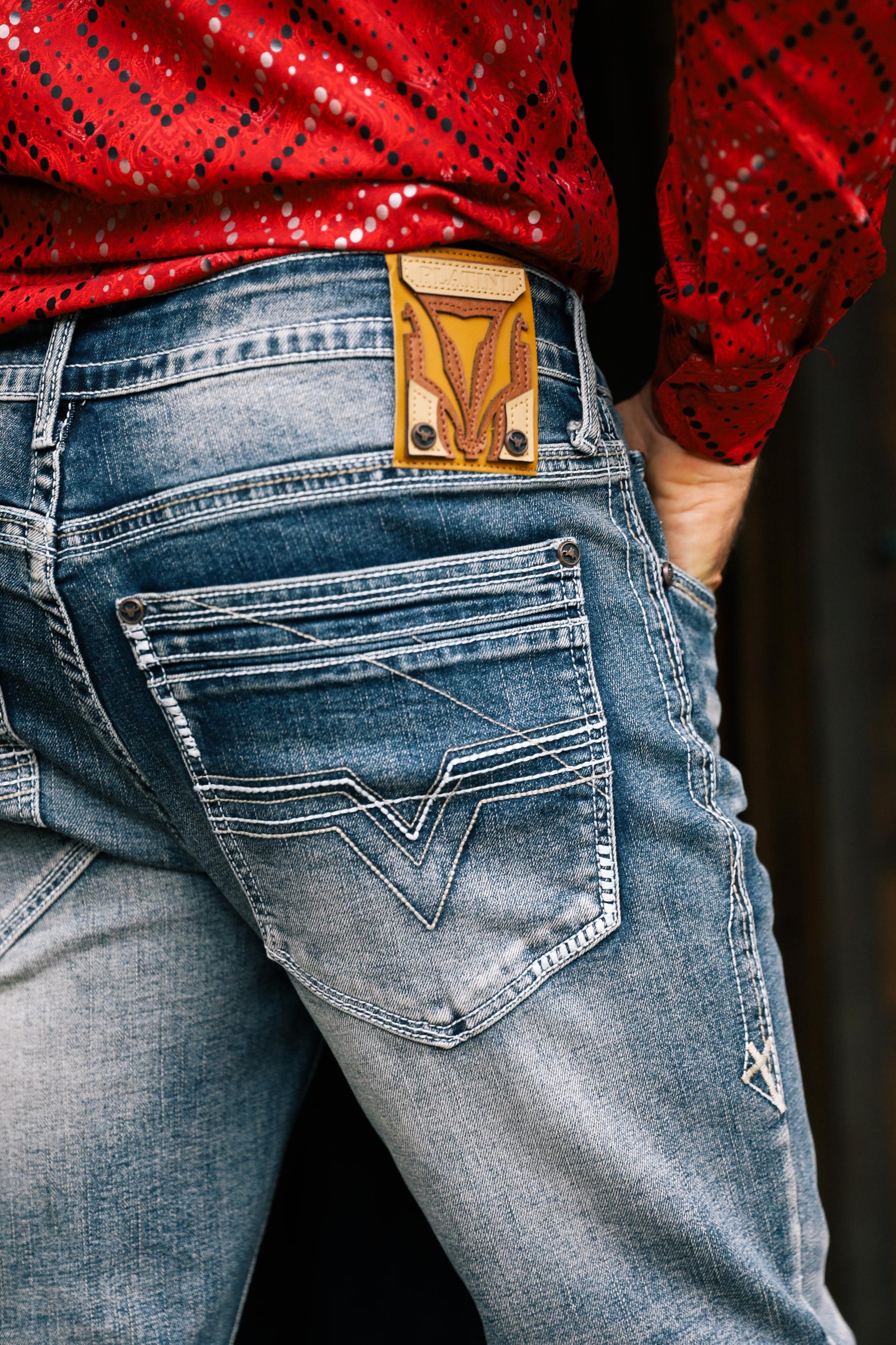 black boot cut jean men platini detail-9