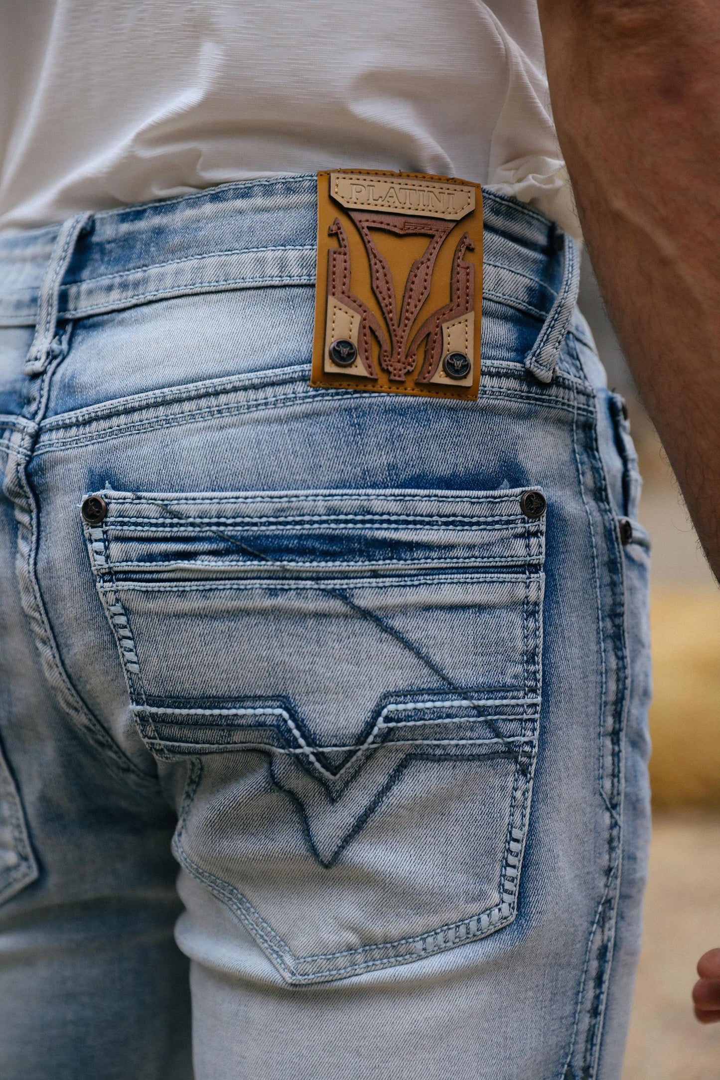 black boot cut jean men platini detail-3