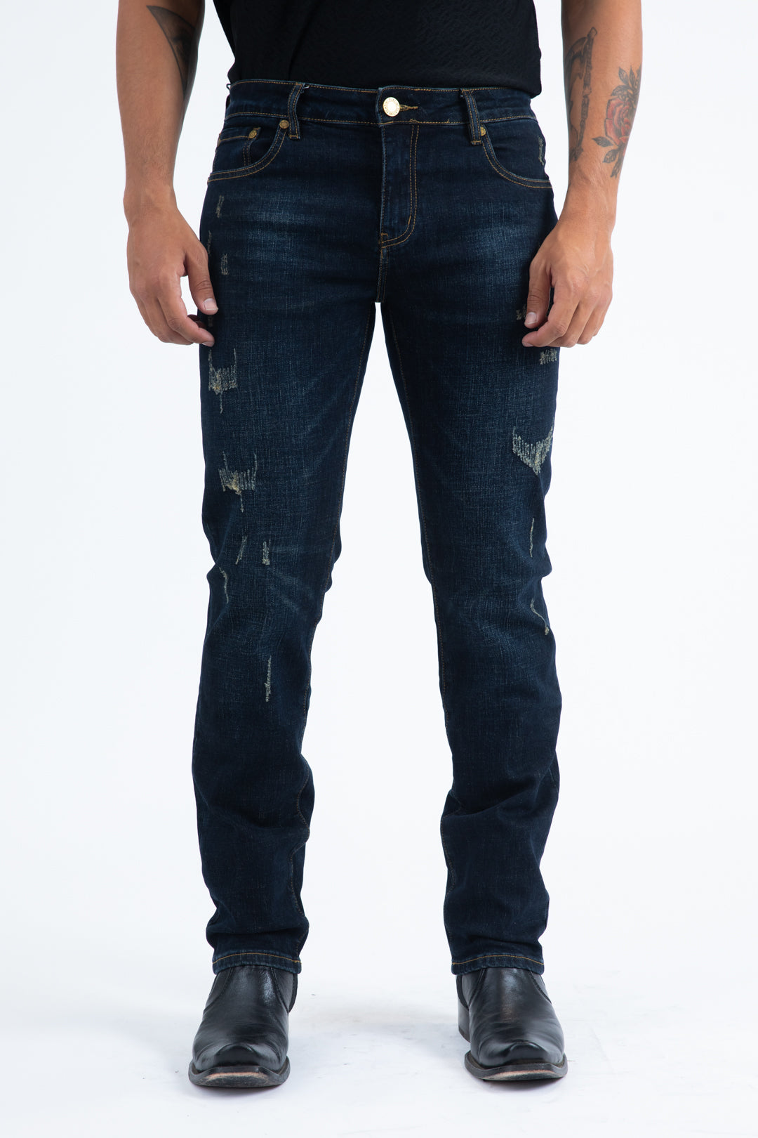 dark blue slim stretch jean men cruz platini front