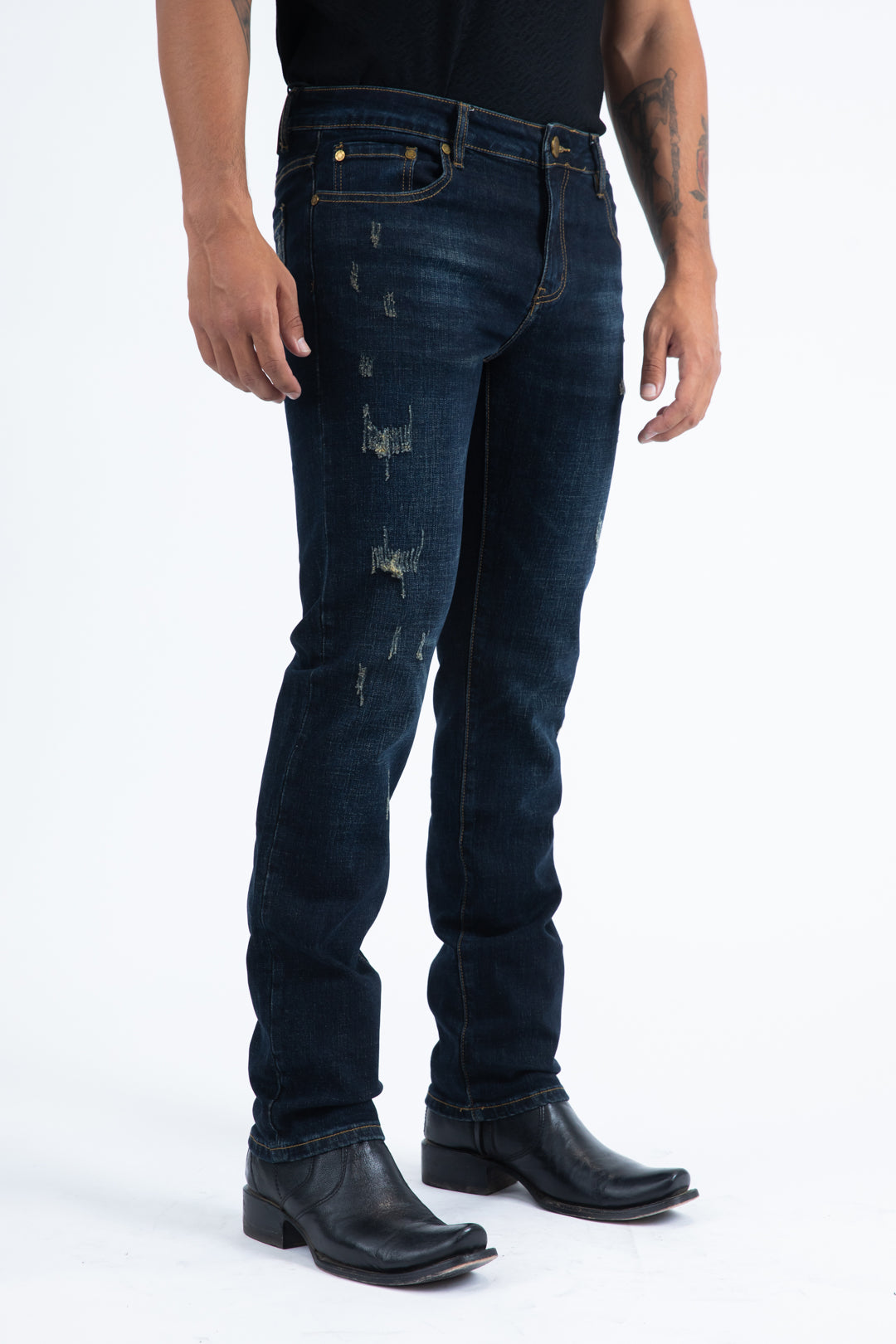 dark blue slim stretch jean men cruz platini back