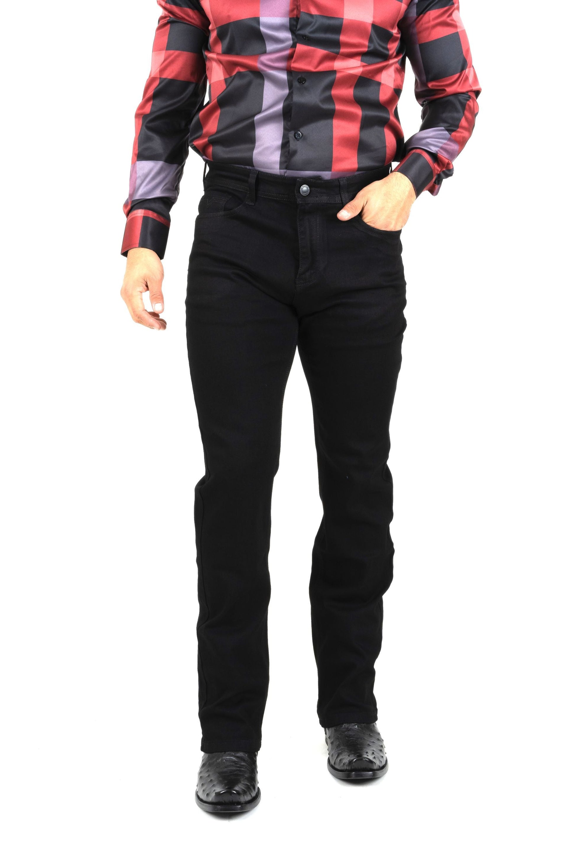 jet black dane boot cut jean men platini back