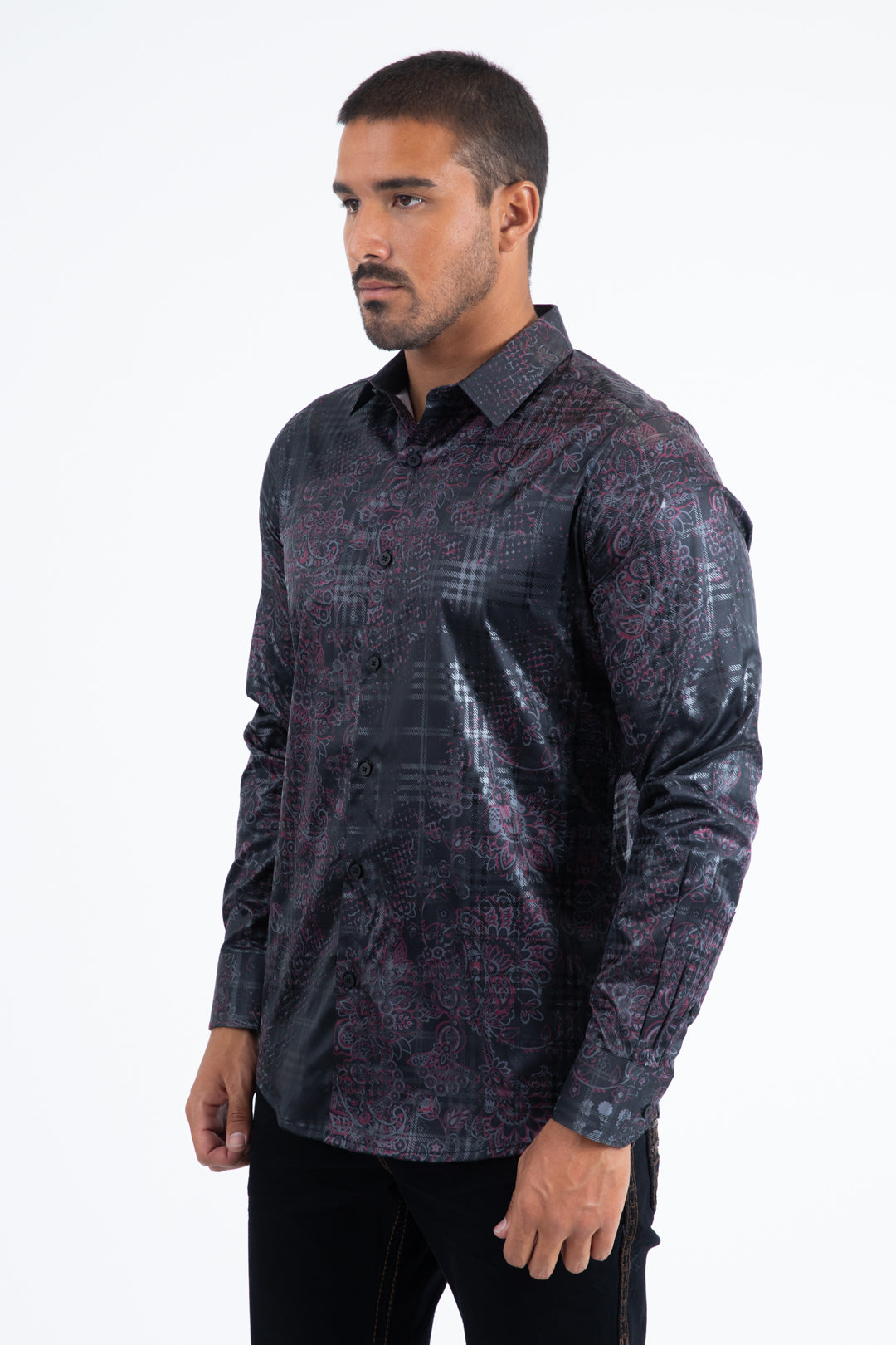 black depth geometric foil shirt side platini