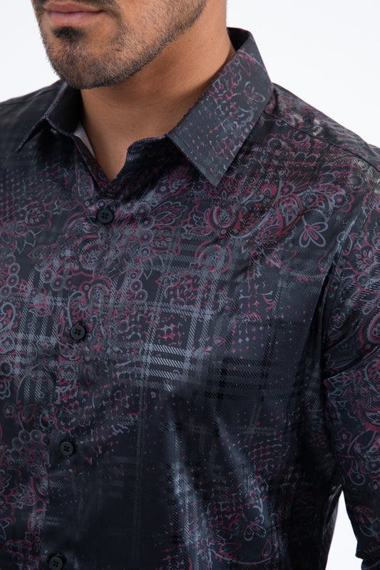 black depth geometric foil shirt detail platini
