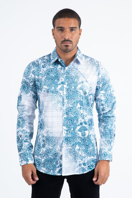 white depth geometric foil shirt front platini