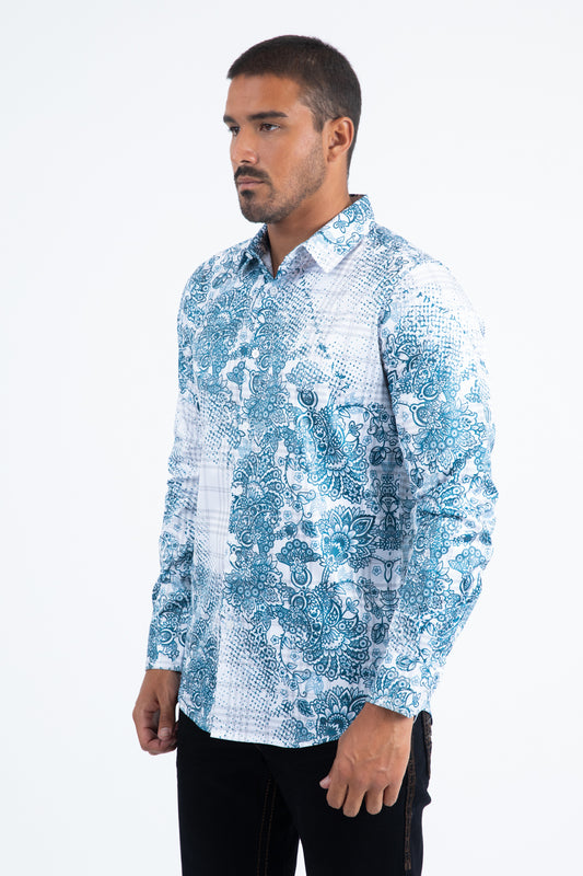white depth geometric foil shirt side platini