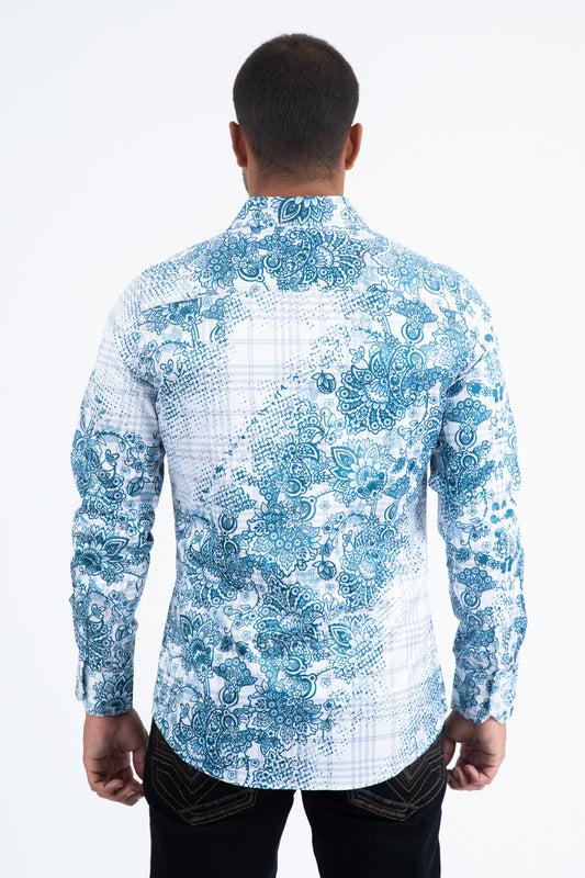 white depth geometric foil shirt men platini detail-2